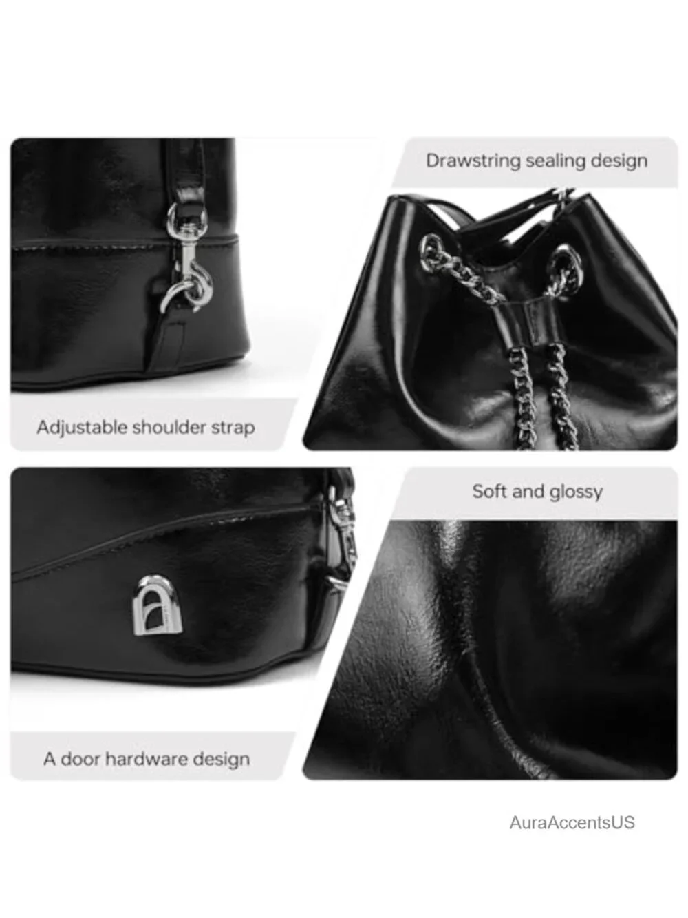 Leather Convertible Mini Backpack Purse with Chain Strap Drawstring
